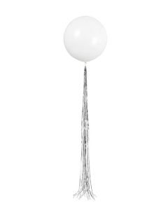 24" White Balloon Kit & Silver Tinsel Tail Unique