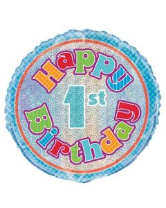 18" Packaged 1st Birthday Prismatic Balloon