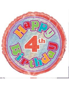 18" Packaged 4th Birthday Prismatic Balloon