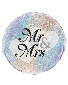 18" Pastel Prismatic Mr & Mrs Round Foil Unique