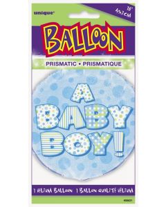 18" Packaged A Baby Boy Prismatic Balloon