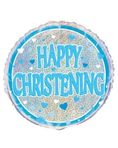 18" Packaged Blue Christening Prismatic Balloon