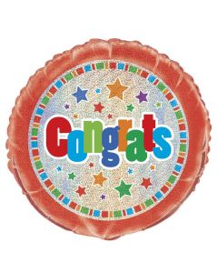 18" Multi Coloured Congratulations Round Foil Unique
