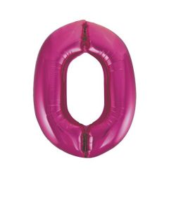 34" PACKAGED PINK GLITZ FOIL BALLOON NUMBER 0 - 55730/1