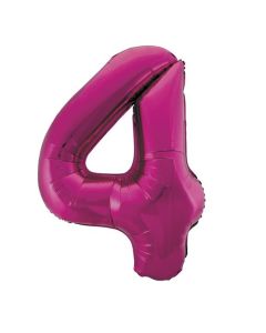 34" PACKAGED PINK GLITZ FOIL BALLOON NUMBER 4 - 55734/1