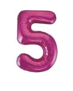 34" PACKAGED PINK GLITZ FOIL BALLOON NUMBER 5 - 55735/1
