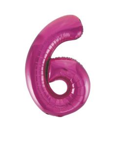 34" PACKAGED PINK GLITZ FOIL BALLOON NUMBER 6 - 55736/1