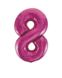 34" PACKAGED PINK GLITZ FOIL BALLOON NUMBER 8 - 55738/1