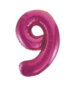 34" PACKAGED PINK GLITZ FOIL BALLOON NUMBER 9 - 55739/1
