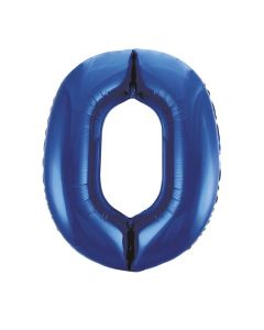 34" Blue Number 0 Foil Balloon Unique