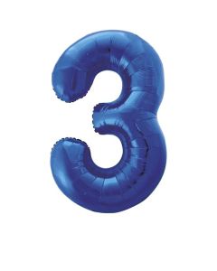 34" PACKAGED BLUE GLITZ FOIL BALLOON NUMBER 3 - 55743/1