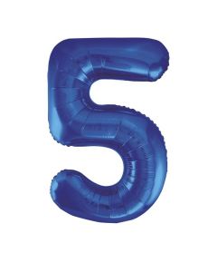 34" PACKAGED BLUE GLITZ FOIL BALLOON NUMBER 5 - 55745/1