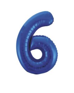 34" PACKAGED BLUE GLITZ FOIL BALLOON NUMBER 6 - 55746/1