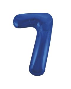 34" PACKAGED BLUE GLITZ FOIL BALLOON NUMBER 7 - 55747/1