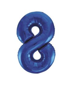 34" Blue Number 8 Foil Balloon Unique