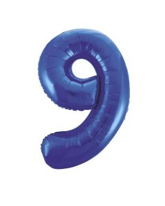34" PACKAGED BLUE GLITZ FOIL BALLOON NUMBER 9 - 55749/1