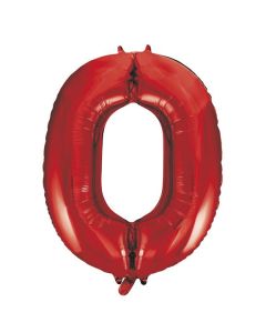 34" PACKAGED RED FOIL BALLOON NUMBER 0 - 55850/1