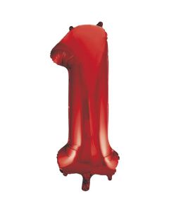 34" PACKAGED RED FOIL BALLOON NUMBER 1 - 55851U/1