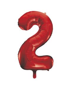 34" PACKAGED RED FOIL BALLOON NUMBER 2 - 55852/1