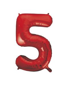 34" PACKAGED RED FOIL BALLOON NUMBER 5 - 55855/1