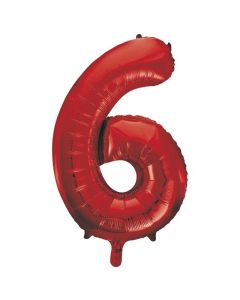 34" PACKAGED RED FOIL BALLOON NUMBER 6 - 55856/1
