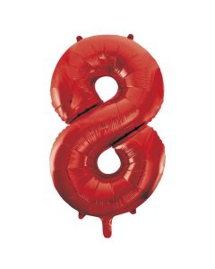 34" PACKAGED RED FOIL BALLOON NUMBER 8 - 55858/1