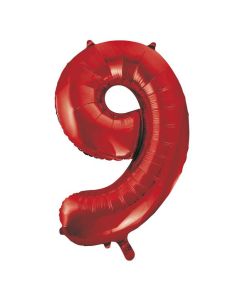 34" PACKAGED RED FOIL BALLOON NUMBER 9 - 55859/1