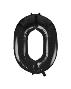 34" PACKAGED BLACK FOIL BALLOON NUMBER 0 - 55860/1