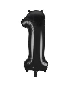 34" PACKAGED BLACK FOIL BALLOON NUMBER 1 - 55861/1