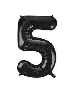 34" PACKAGED BLACK FOIL BALLOON NUMBER 5 - 55865/1