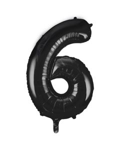 34" PACKAGED BLACK FOIL BALLOON NUMBER 6 - 55866/1