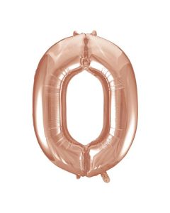 34" PACKAGED ROSE GOLD FOIL BALLOON NUMBER 0 - 55870/1