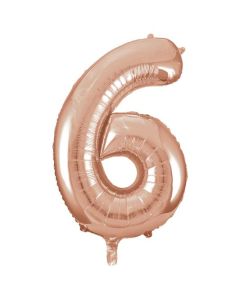 34" PACKAGED ROSE GOLD FOIL BALLOON NUMBER 6 - 55876/1