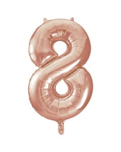 34" PACKAGED ROSE GOLD FOIL BALLOON NUMBER 8 - 55878/1
