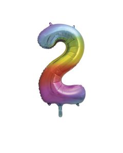 34" Rainbow Number 2 Foil Balloon Unique