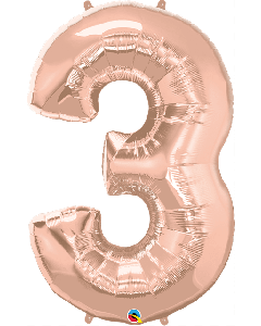 34" Rose Gold Number 3 Foil Balloon Qualatex