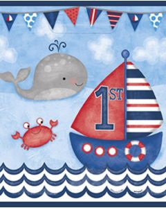 Age 1 Blue Nautical Loot Bags 8pk Unique