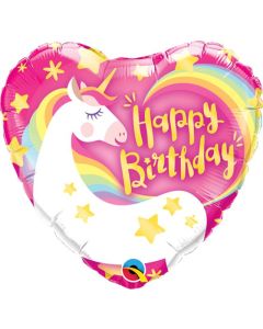09" Heart Bday Magical Unicorn Foil Balloon Qualatex