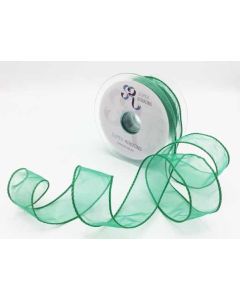 50mm Wired Edge Ribbon Forest Green