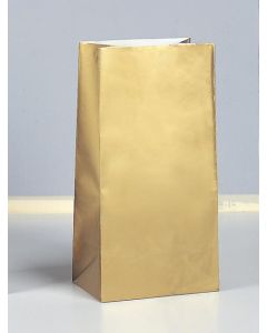 Gold Metallic Paper Party Bags 10pk Unique