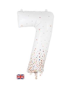 34" Number 7 Holographic Rose Gold Foil Balloon Oaktree