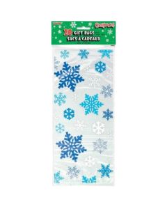 20 Blue Snowflake Gift Bags With Twist Ties Unique