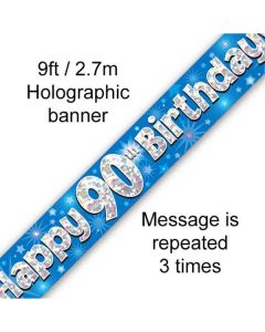 Age 90 Blue Holographic 9' Banner Oaktree