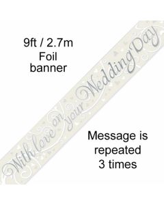 Silver & White 9' Wedding Banner Oaktree