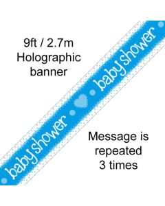 Blue Baby Shower Holographic 9' Banner Oaktree
