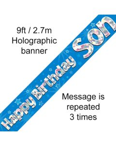 9FT BANNER HAPPY BIRTHDAY SON HOLOGRAPHIC - 625075/1