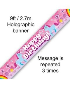 9FT BANNER UNICORN RAINBOW BIRTHDAY HOLOGRAPHIC - 625303/1
