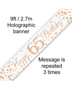 Age 65 Rose Gold Holographic 9' Banner Oaktree