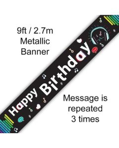 9ft Banner Music Media Birthday Holographic Oaktree