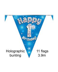  BUNTING 1ST BDAY BLUE HOLO 11 FLAGS 3.9M - 631007/1